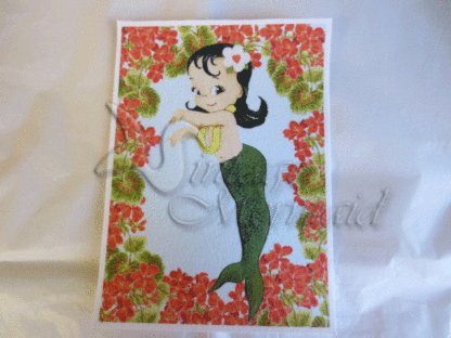 Hawaiian Baby Mermaid Fabric Block. - Image 3