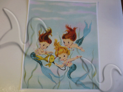 Baby Mermaids Fabric Block. - Image 3
