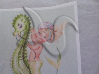 Quilt Print Art Nouveau Mermaid Fabric Block. - Image 4