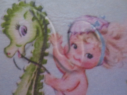 Quilt Print Art Nouveau Mermaid Fabric Block. - Image 6