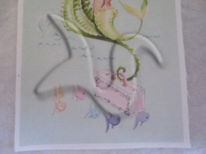 Quilt Print Art Nouveau Mermaid Fabric Block. - Image 5