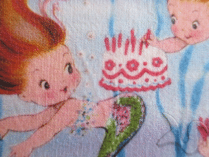 Birthday Celebration Baby Mermaids Quilt Fabric Panel. - Image 3
