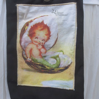 Vintage Mermaids Merboy Merbaby Greetings Card Fabric Cross body Bag